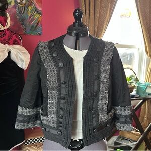 Robbi & Nikki by Robert Rodriguez Black and Gray Tweed-Trim Jacket